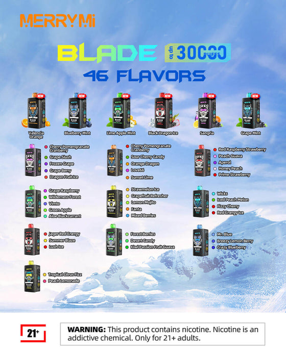 MerryMi Blade 30K Rechargeable Disposable Vape (All Flavors)